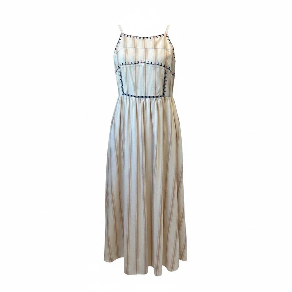 Umgee Boho Embroidered Stripe Midi Dress NWT Small